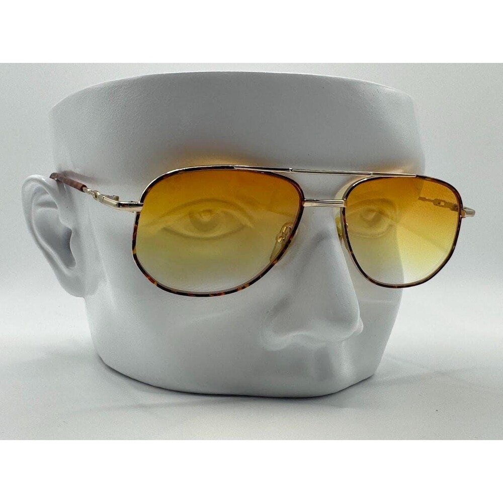 NEW Vintage Sunglasses | Gold Amber Double Bar | Flame Fade Lens | Grandpa #749